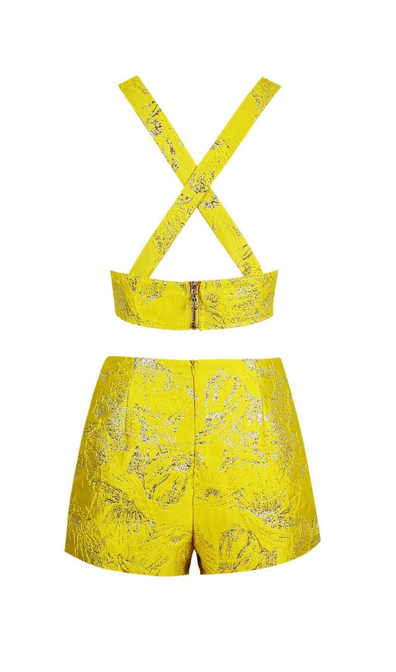 JACQUARD TWO PIECE SET IN YELLOW Clothing styleofcb 