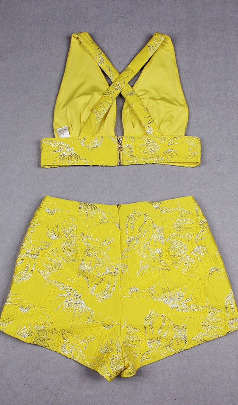 JACQUARD TWO PIECE SET IN YELLOW Clothing styleofcb 