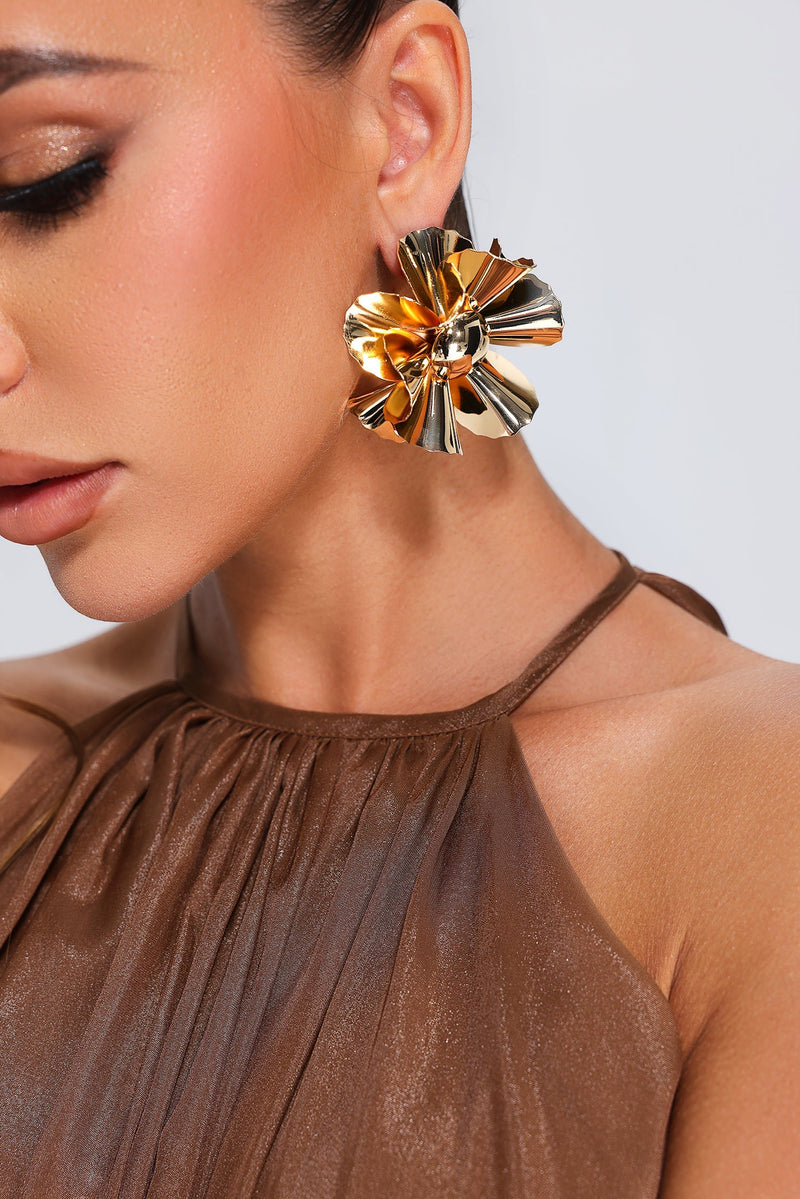 METAL FLOWER EARRINGS