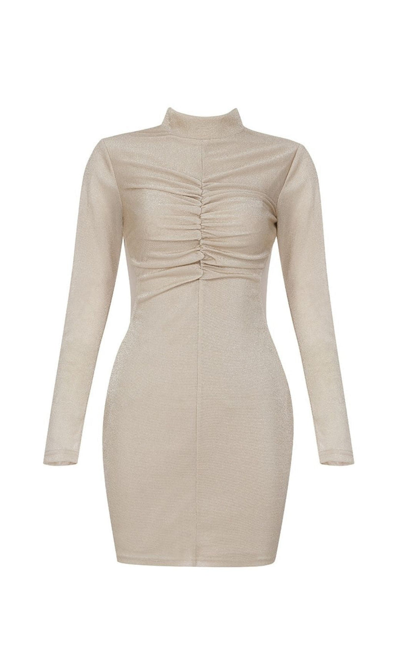 KHAKI RUCHED MINI DRESS Dresses styleofcb 