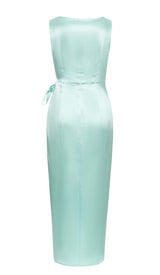 KNOT SIDE SATIN MIDI DRESS IN MINT DRESS STYLE OF CB 
