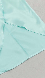 KNOT SIDE SATIN MIDI DRESS IN MINT DRESS STYLE OF CB 