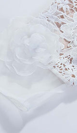 LACE HOLLOW EMBROIDERY A LINE MIDI DRESS IN WHITE DRESS sis label 