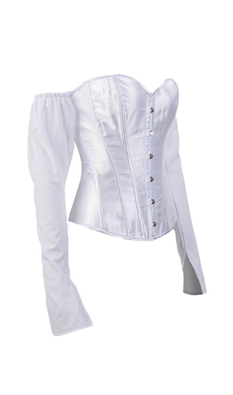 LACE-UP LONG PUFF SLEEVE CROSET TOP styleofcb 