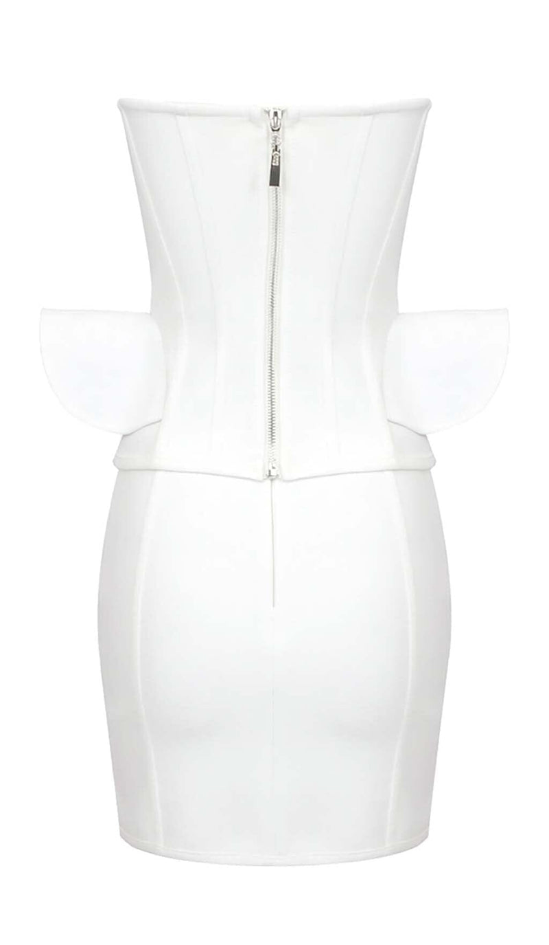 LACE-UP OFF SHOULDER MINI DRESS IN WHITE DRESS STYLE OF CB 