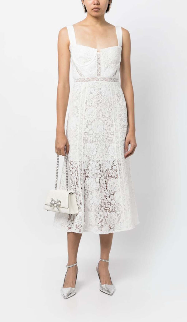 LACE DETAIL STRAPPY MIDI DRESS IN WHITE DRESS STYLE OF CB 