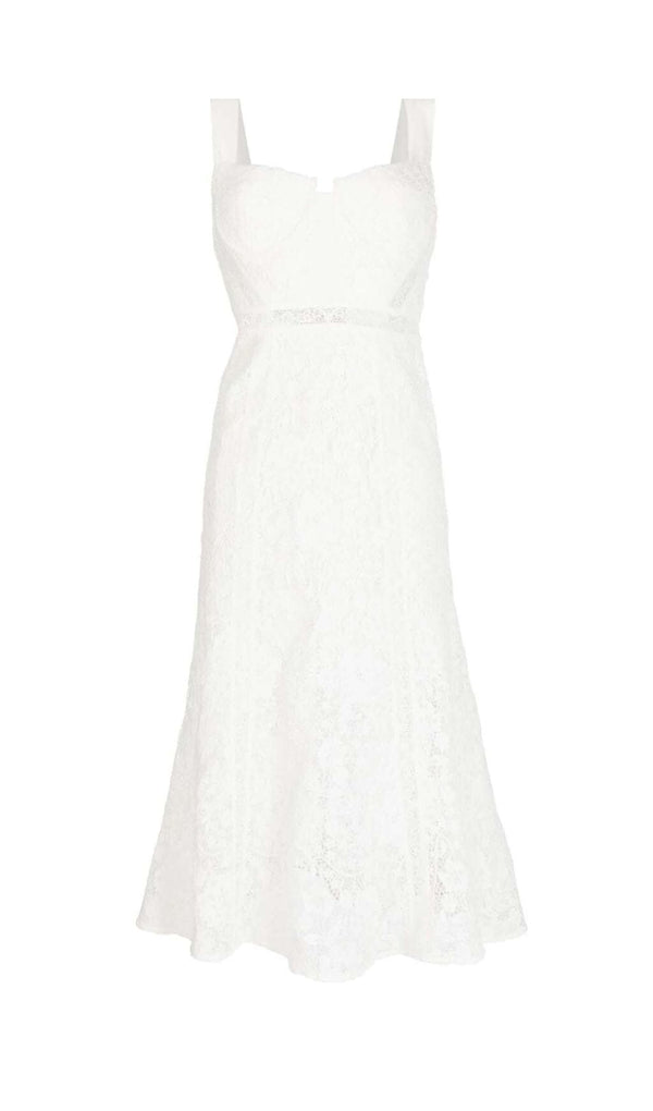 LACE DETAIL STRAPPY MIDI DRESS IN WHITE DRESS STYLE OF CB 