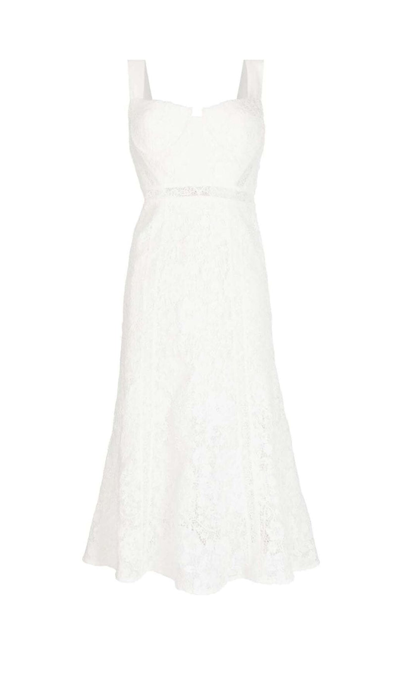 LACE DETAIL STRAPPY MIDI DRESS IN WHITE DRESS STYLE OF CB 