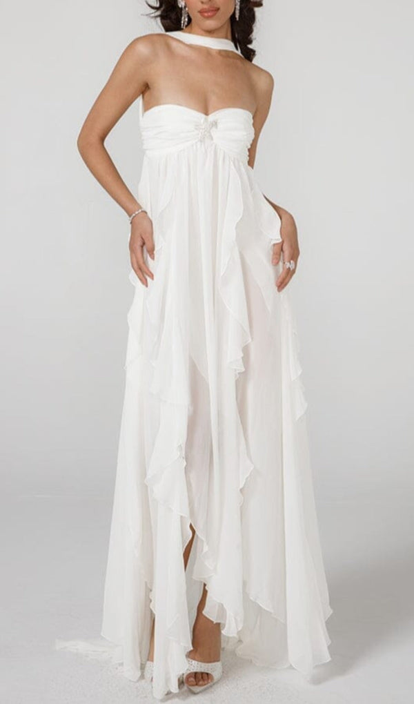 LACE IRREGULAR MIDI DRESS IN WHITE DRESS styleofcb 