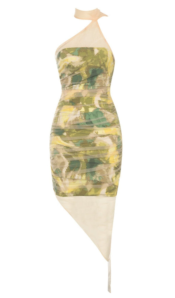 LACE RUCHED MINI DRESS IN MULITCOLOR DRESS STYLE OF CB 