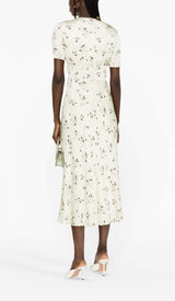LACE TRIM FLORAL-PRINT MIDI DRESS IN LIGHT GRAYISH DRESS STYLE OF CB 
