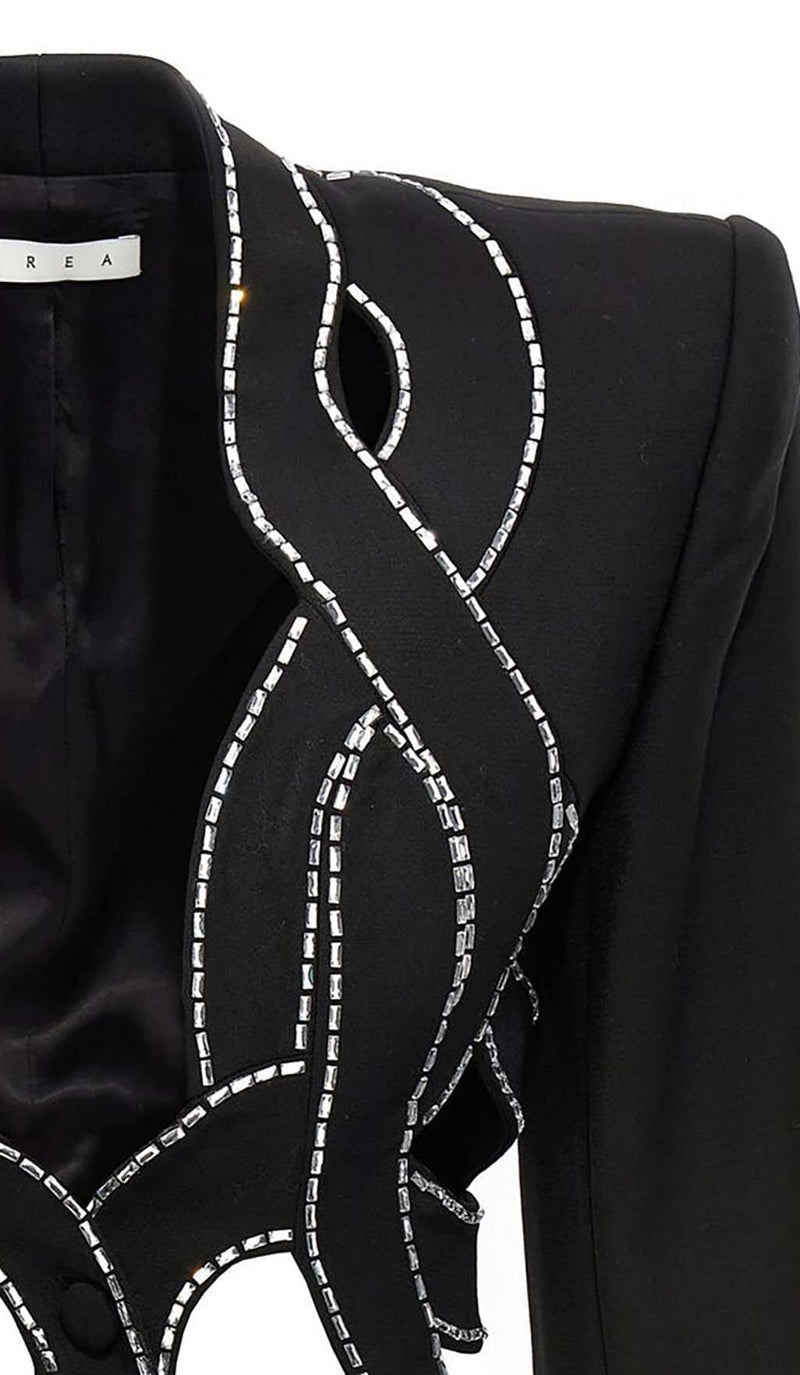 LATTICED EMBELLISHED ROPE TWO PIECES IN BLACK DRESS STYLE OF CB 
