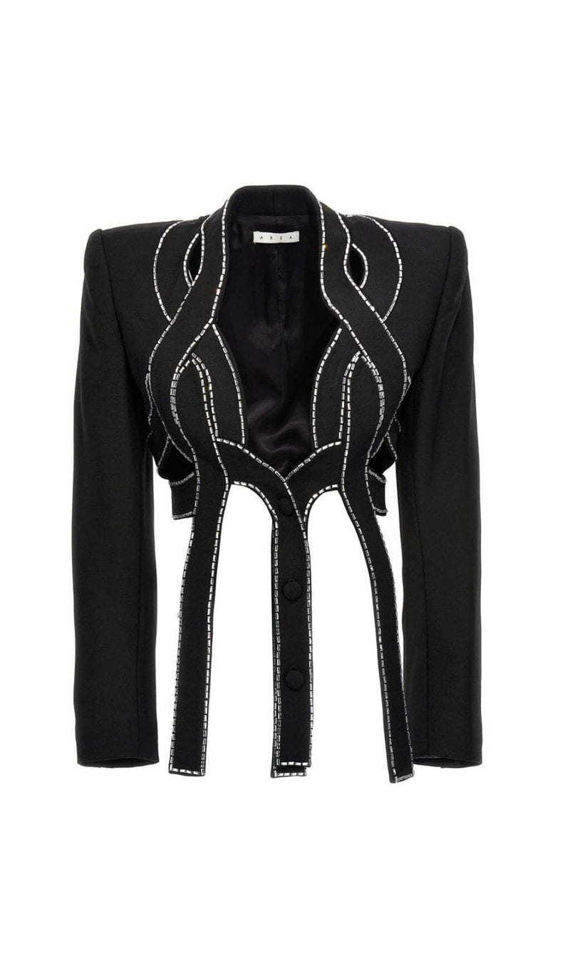 LATTICED EMBELLISHED ROPE TWO PIECES IN BLACK DRESS STYLE OF CB 
