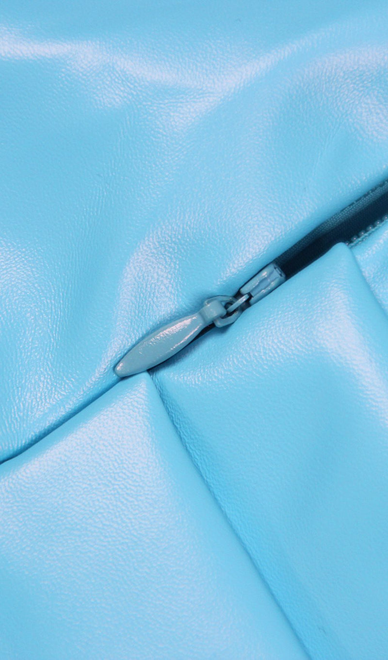 LEATHER STRAPLESS TWO PIECE SET IN BLUE Dresses styleofcb 