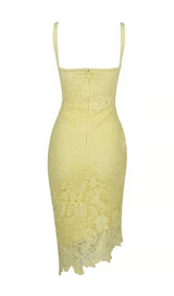 LEMON YELLOW LACE SHEATH DRESS junaembiwcl 