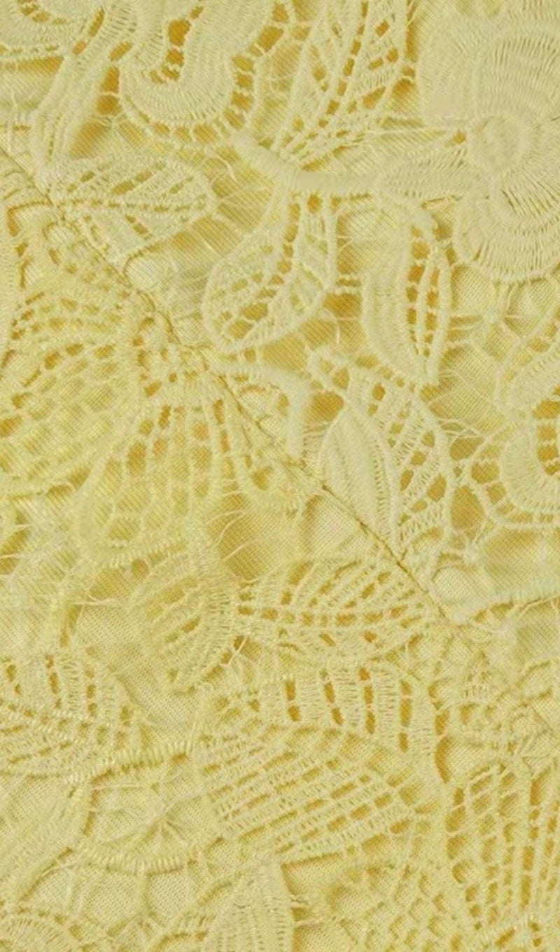 LEMON YELLOW LACE SHEATH DRESS junaembiwcl 
