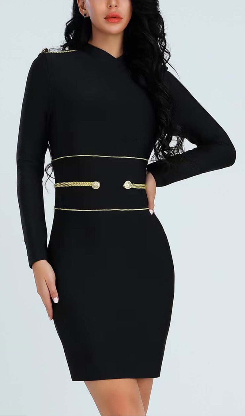 LONG SLEEVE BANDAGE MINI DRESS IN BLACK DRESS styleofcbdress 