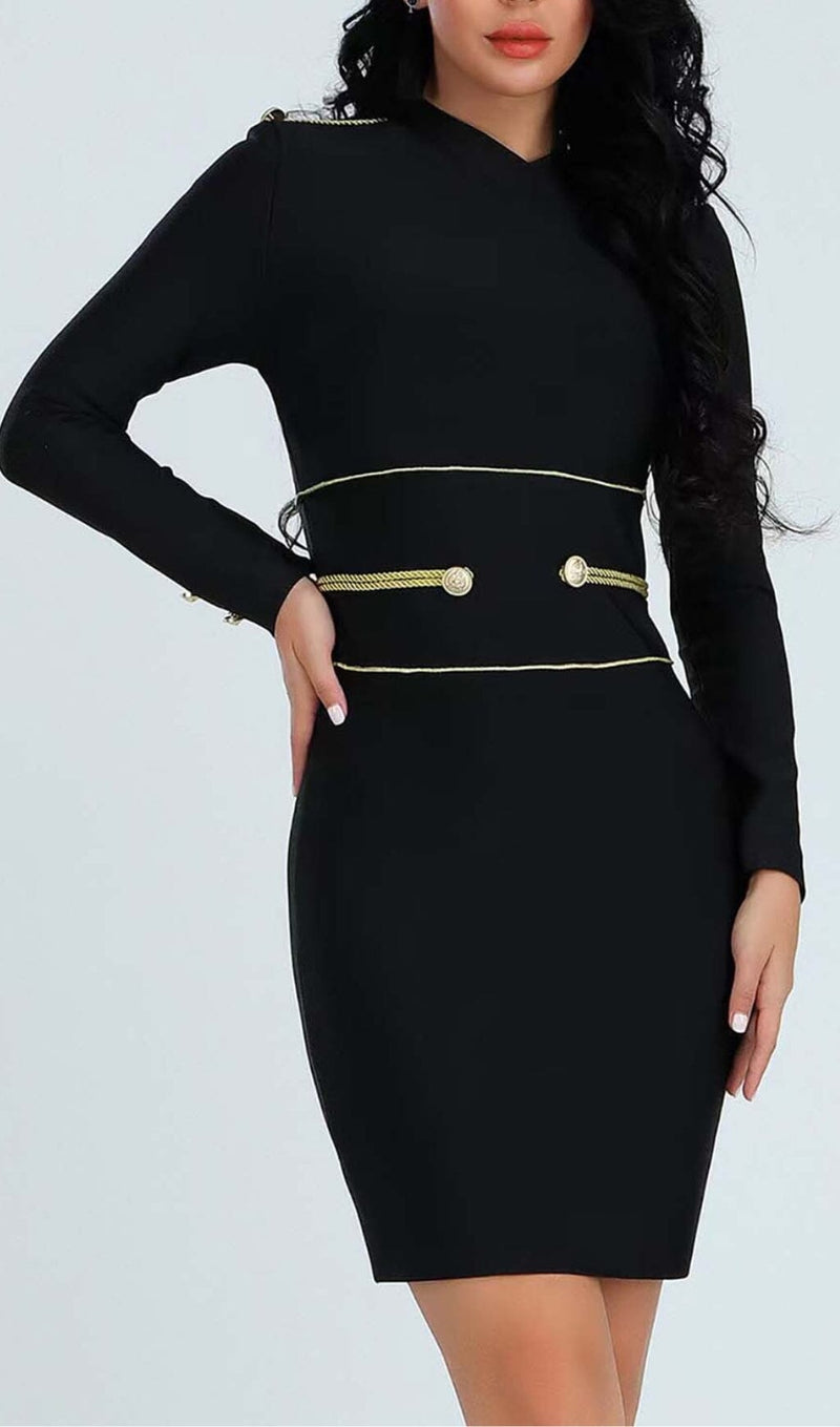 LONG SLEEVE BANDAGE MINI DRESS IN BLACK DRESS styleofcbdress 