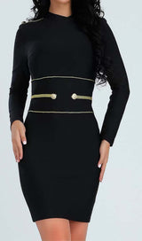 LONG SLEEVE BANDAGE MINI DRESS IN BLACK DRESS styleofcbdress 