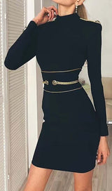 LONG SLEEVE BANDAGE MINI DRESS IN BLACK DRESS styleofcbdress 