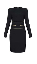 LONG SLEEVE BANDAGE MINI DRESS IN BLACK DRESS styleofcbdress 