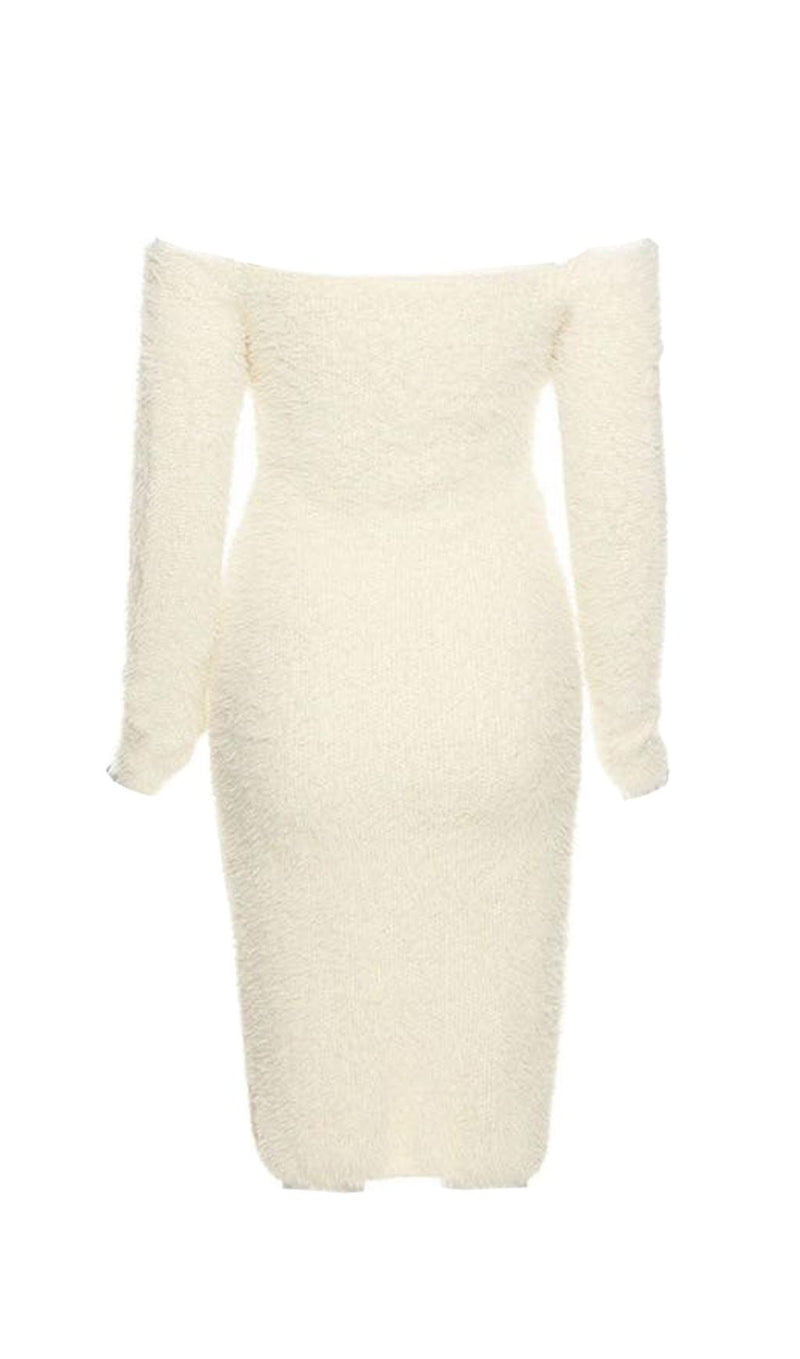 LONG SLEEVE MIDI DRESS IN IVORY styleofcb 