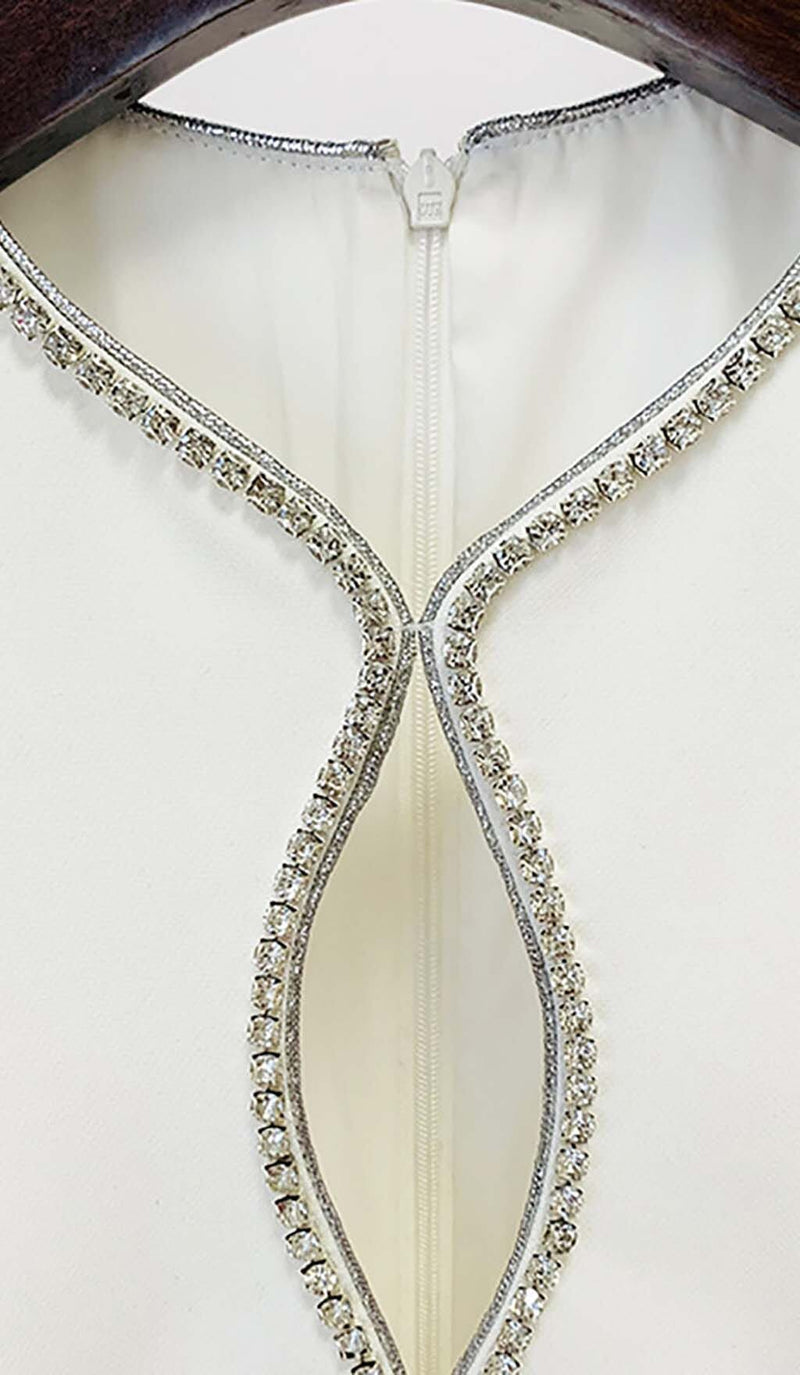 LONG SLEEVE V-NECK DIAMOND TIGHT LONG SLEEVE JUMPSUIT DRESS sis label 