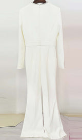 LONG SLEEVE V-NECK DIAMOND TIGHT LONG SLEEVE JUMPSUIT DRESS sis label 