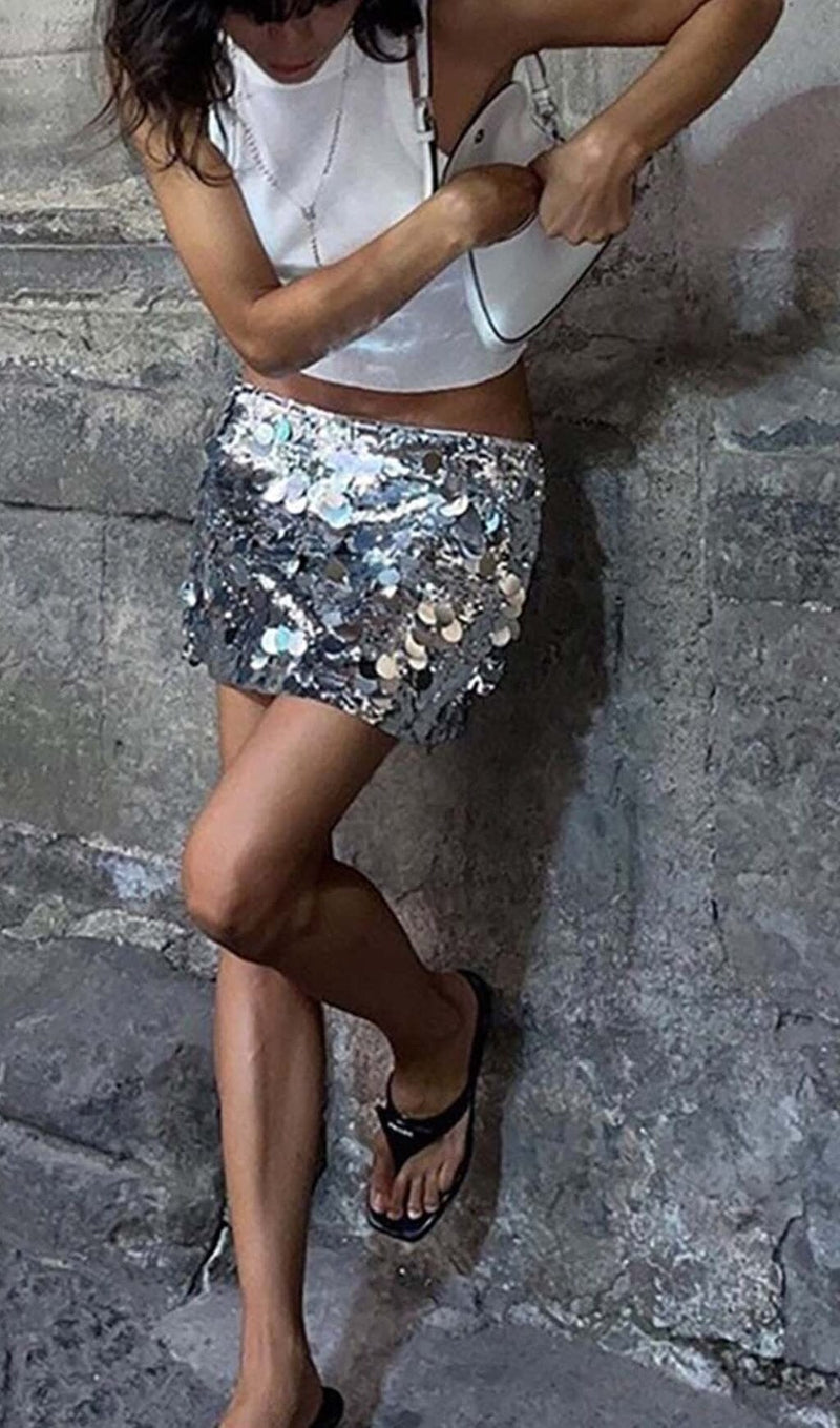 LOW RISE SEQUIN MINI SKIRT DRESS STYLE OF CB 
