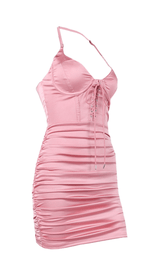 Lace-up pleated halterneck dress styleofcb 