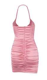 Lace-up pleated halterneck dress styleofcb 