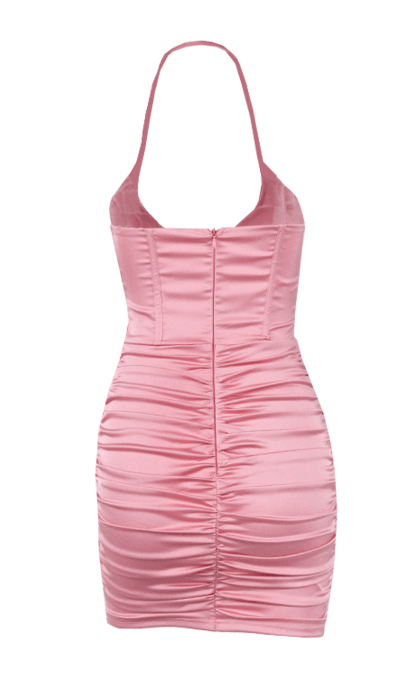 Lace-up pleated halterneck dress styleofcb 