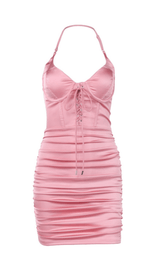 Lace-up pleated halterneck dress styleofcb 