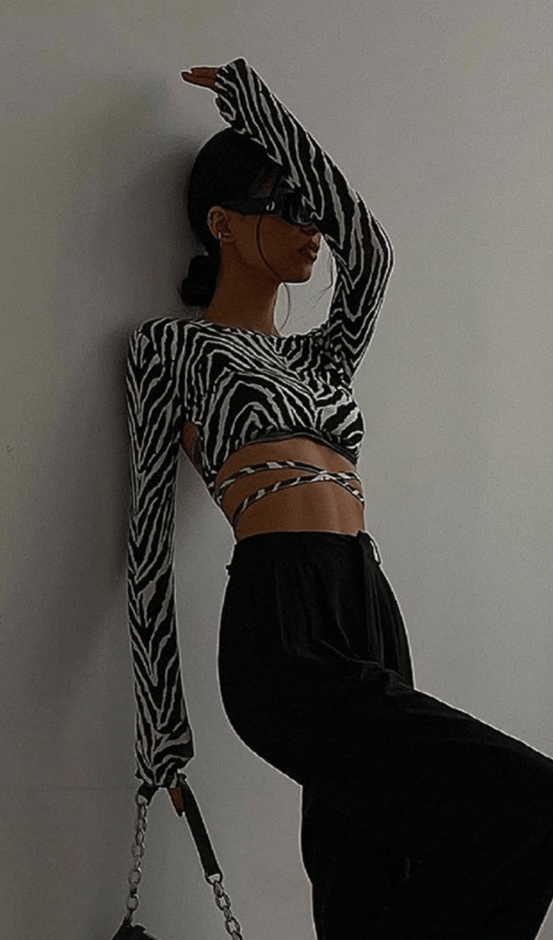 Lace-up zebra print halter top styleofcb 