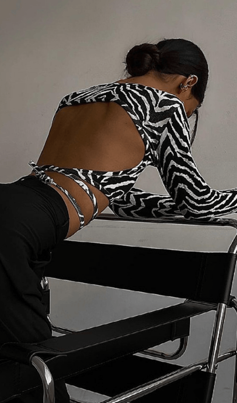 Lace-up zebra print halter top styleofcb 