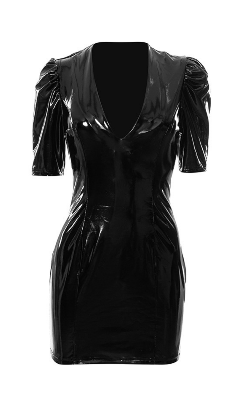 Leather V-neck dress styleofcb 