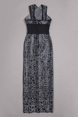 LEOPARD PRINT CRISS CROSS TIGHT BELT SPLIT LONG BANDAGE DRESS Bandage Dresses styleofcb 
