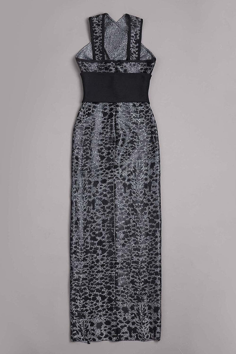 LEOPARD PRINT CRISS CROSS TIGHT BELT SPLIT LONG BANDAGE DRESS Bandage Dresses styleofcb 