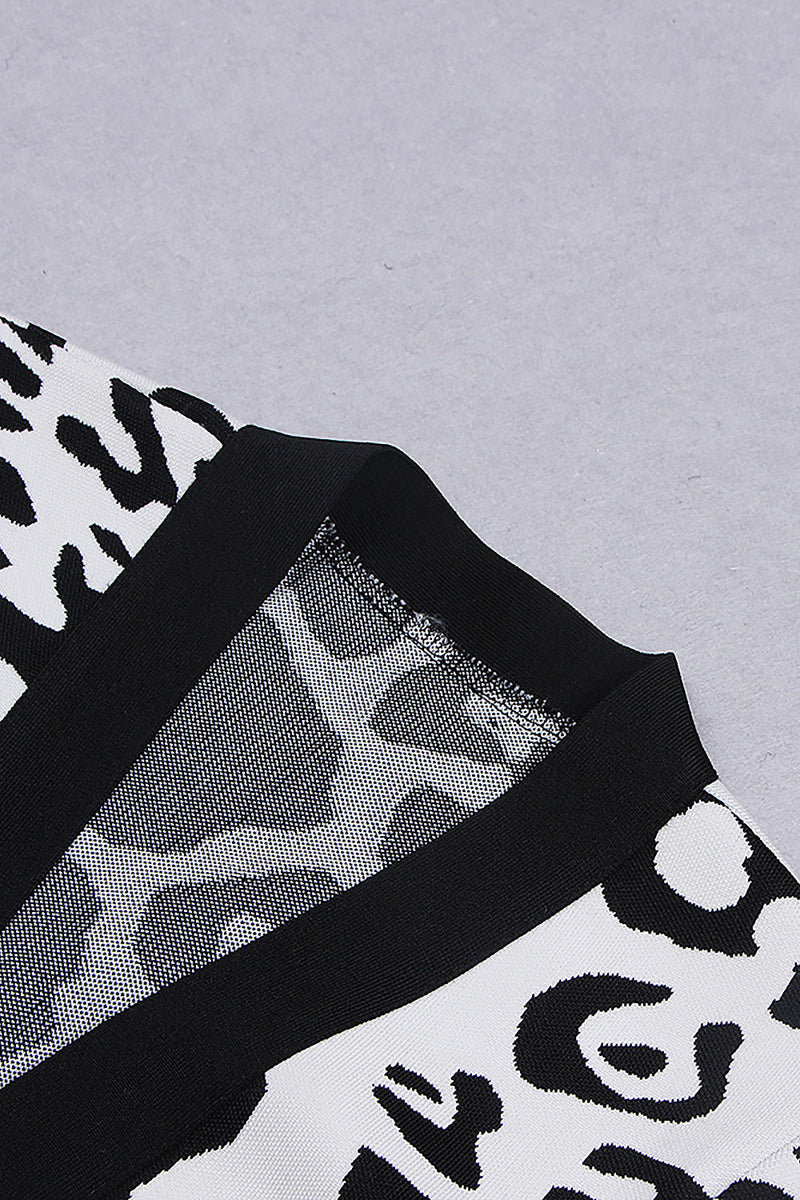 Leopard Print Deep V Short Bandage Jacket In Black TOPS & SKIRTS styleofcb 