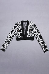 Leopard Print Deep V Short Bandage Jacket In Black TOPS & SKIRTS styleofcb 