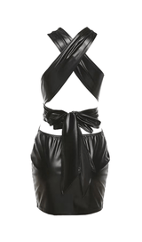 Low-cut hollow faux leather dress styleofcb 
