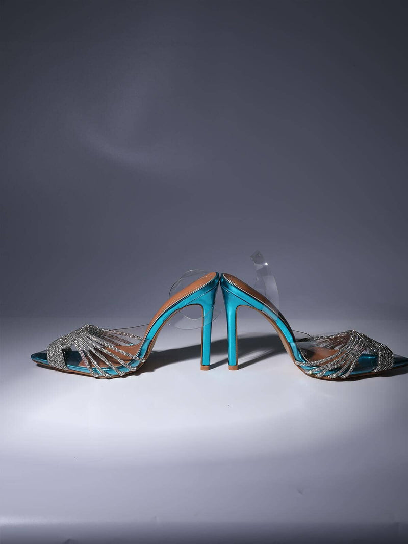 CRYSTAL EMBELLISHED SANDALS IN BLUE Shoes styleofcb 