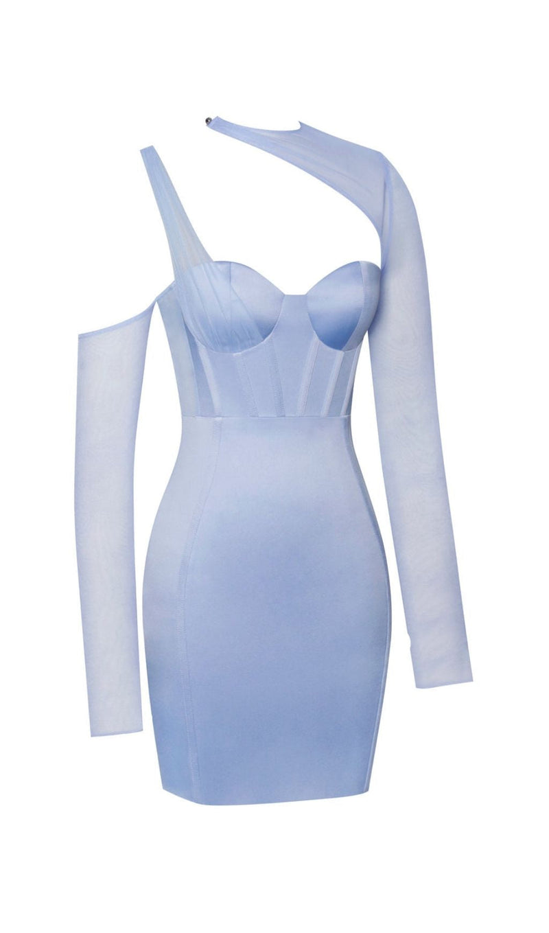 MESH SLEEVE SATIN CIRSET MINI DRESS IN BLUSH Dresses styleofcb 