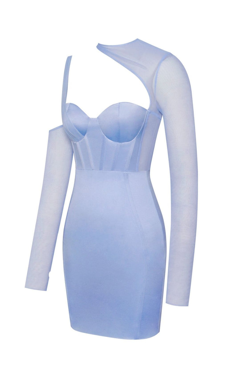 MESH SLEEVE SATIN CIRSET MINI DRESS IN BLUSH Dresses styleofcb 