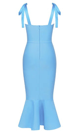 MICRO BUTTON MERMAID MIDI DRESS IN BRIGHT BLUE DRESS STYLE OF CB 