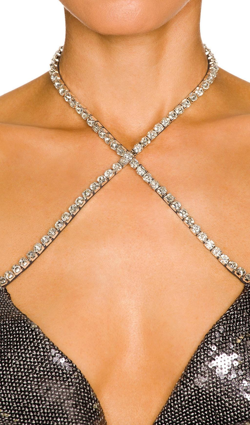 MIDI DRESS WITH SEQUINS SLITS IN SLIVER Dresses styleofcb 
