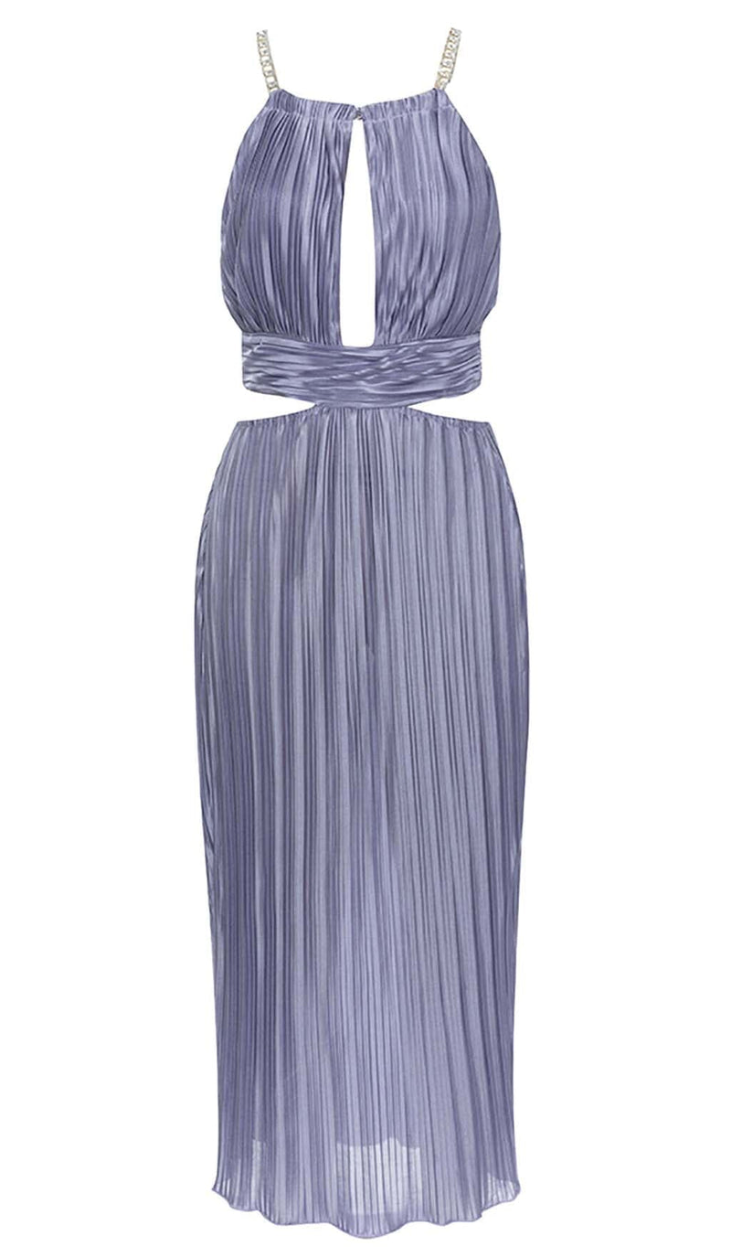 MOCK-NECK SLEEVELESS BELTED MIDI DRESS DRESS STYLE OF CB 