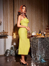 PATCHWORK STRAPLESS BANDAGE DRESS