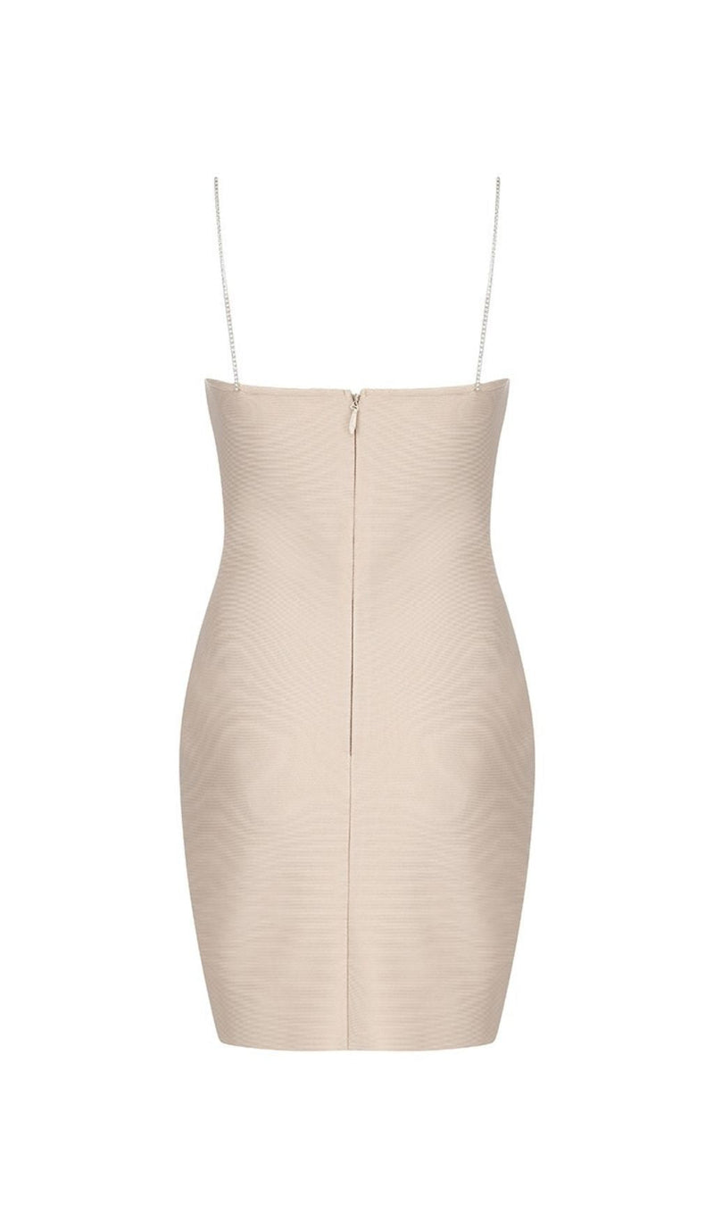 NUDE CRYSTAL STRAP BANDAGE MINI DRESS Dresses styleofcb 