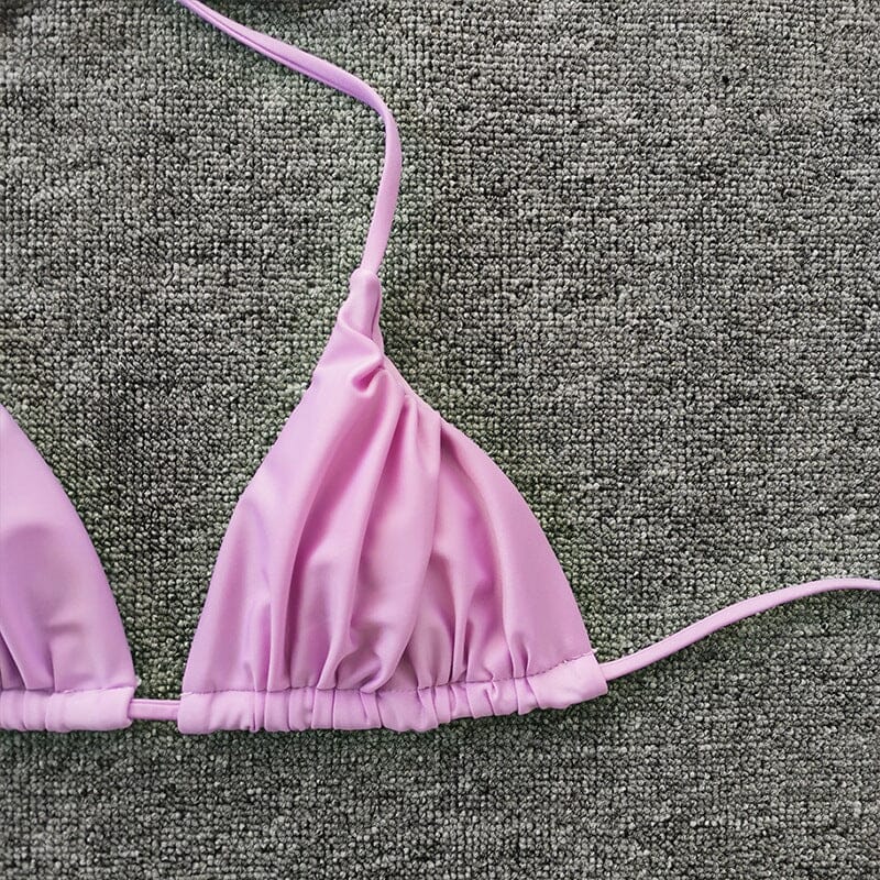 SOLID RUCHED BIKINI SUIT IN PURPLE styleofcb 